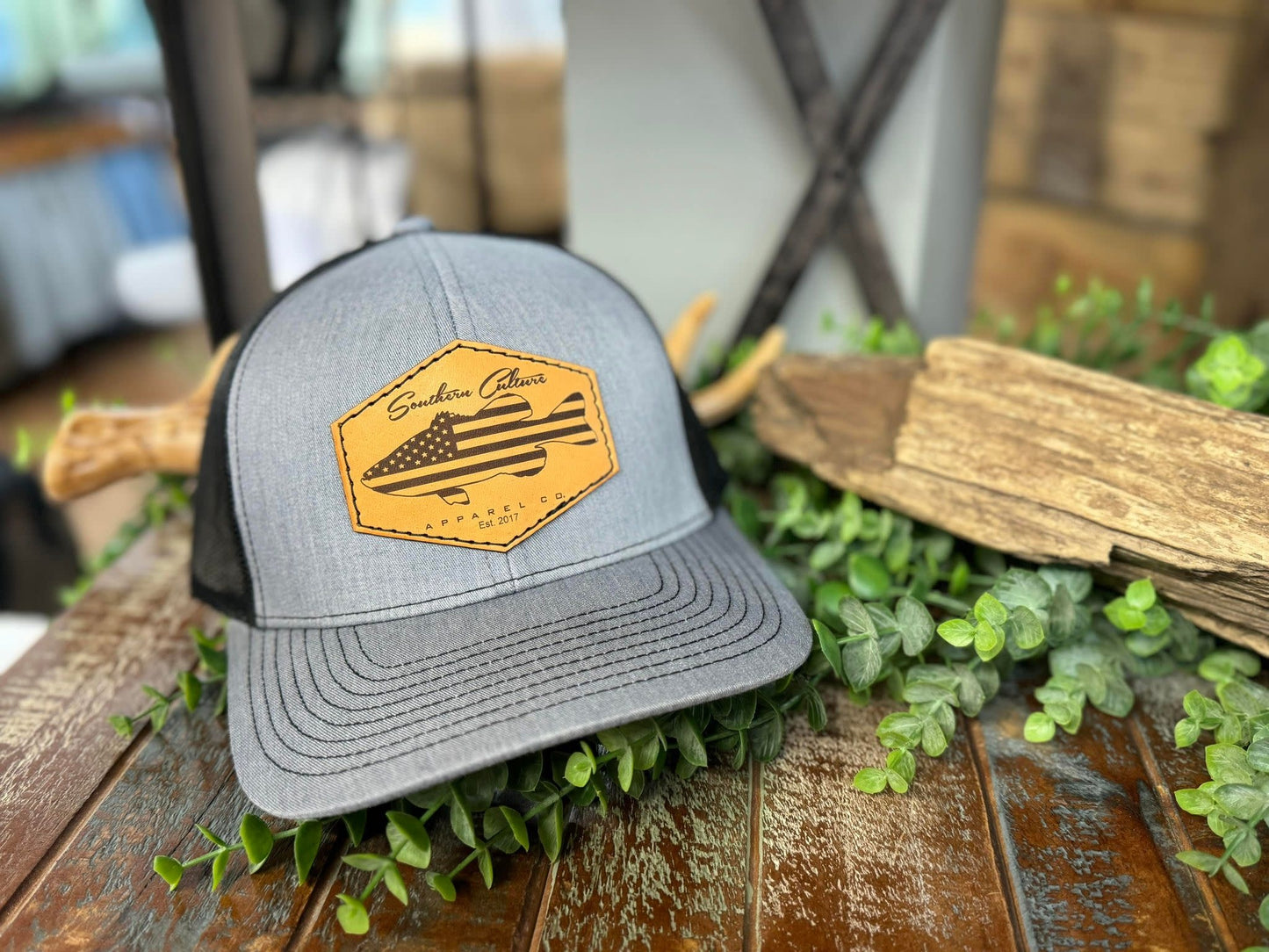 Southern Culture American Bass Light Leather Patch Snapback Hat