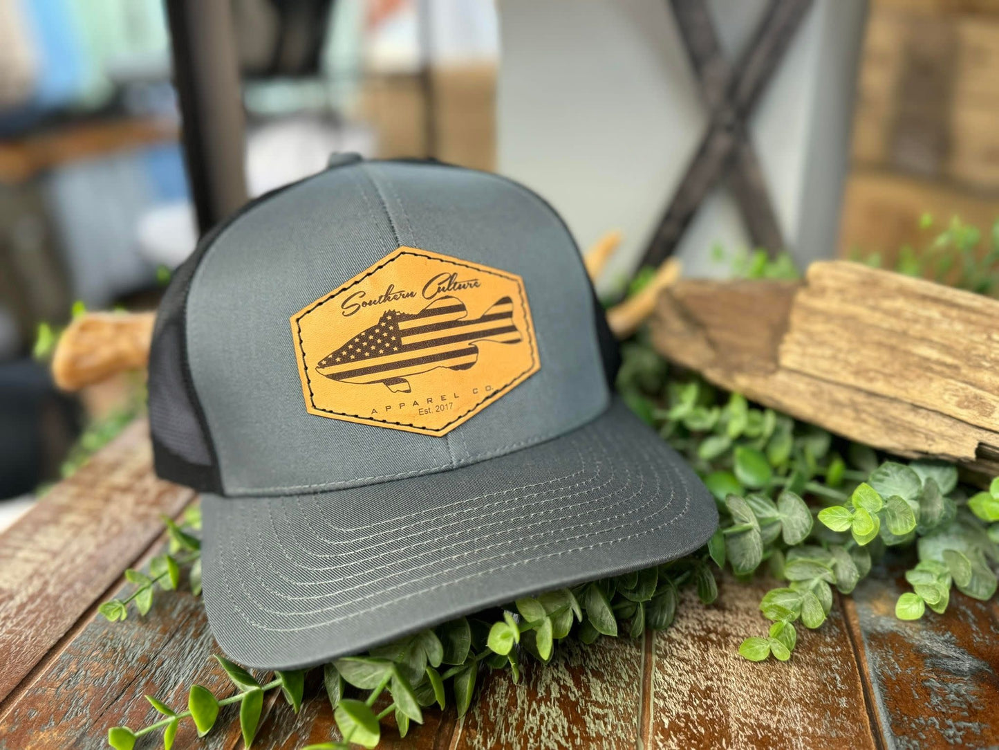 Southern Culture American Bass Light Leather Patch Snapback Hat
