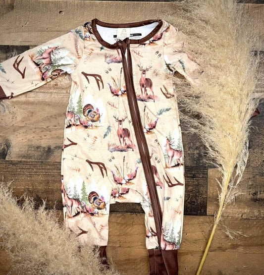 Baby Hunting Turkey/Deer Bamboo Zip Sleeper
