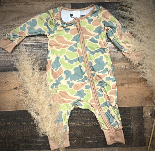 Baby Camouflage Print Bamboo Zip Sleeper