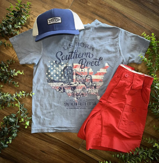 Southern Fried Cotton Youth Boys Southern Bred Tractor S/S TEE Shirt