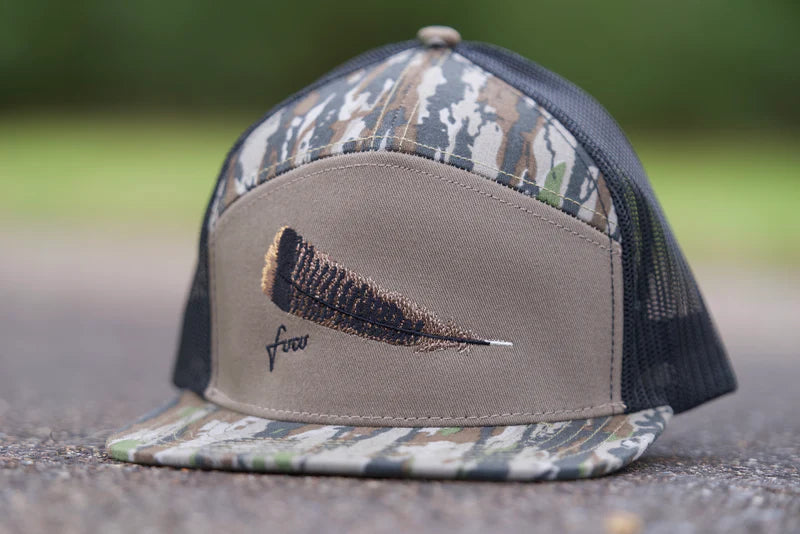 Freak Outdoors Woodsman Turkey Feather Embroidered 7 Panel Snapback Hat