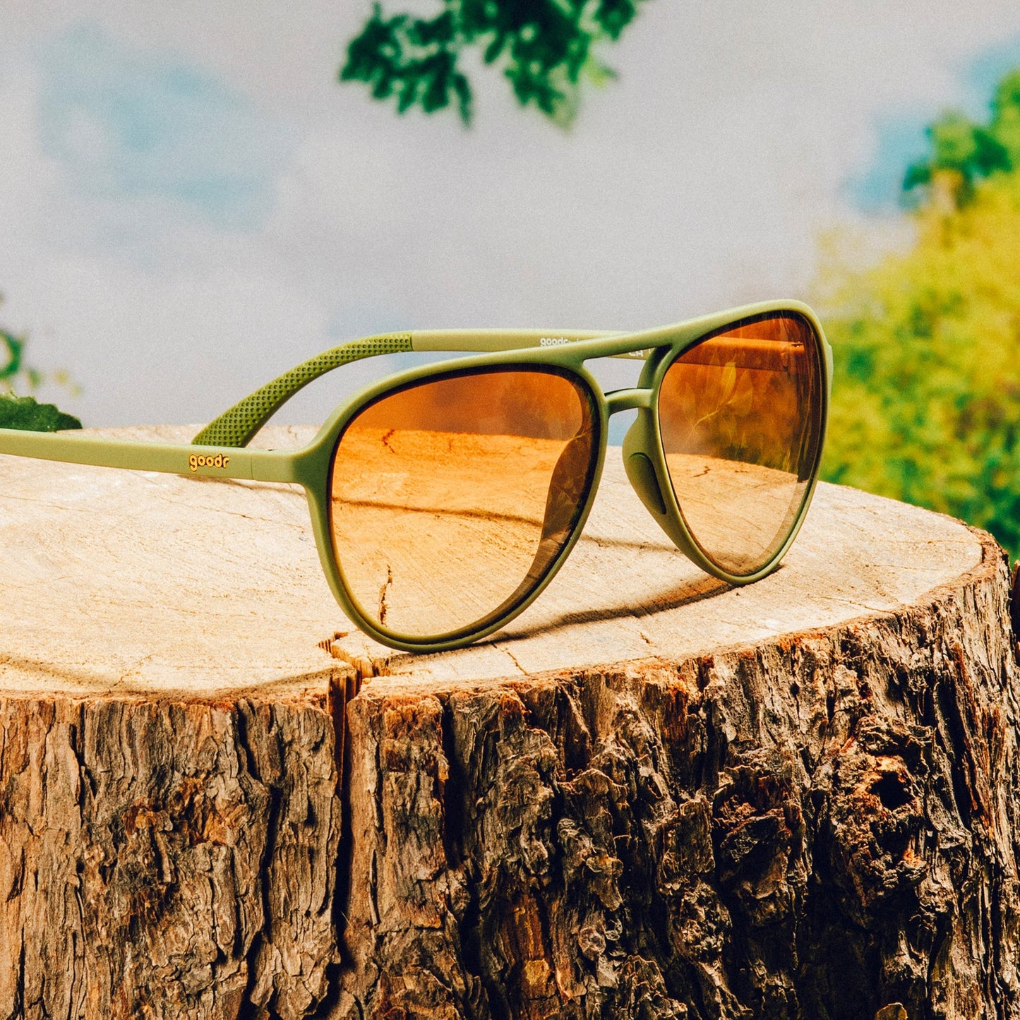 Goodr I Come with Baggage Shades - Rich Green/Amber Gradient Lenses