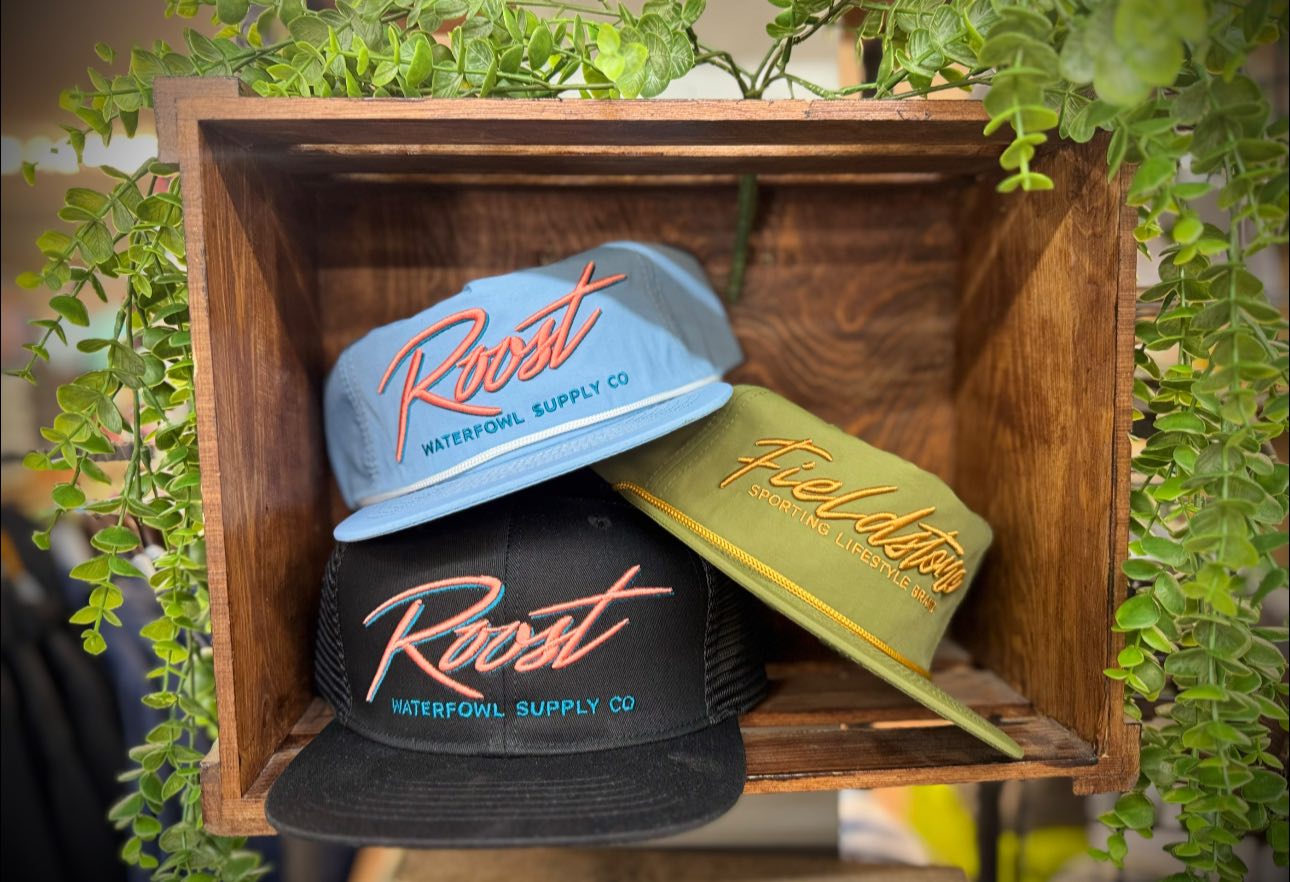 Roost Waterfowl Pink Script Logo 7 Panel Snapback Hat