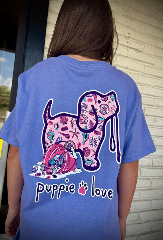 Puppie Love Youth Girls Shell Collection Pup S/S TEE Shirt