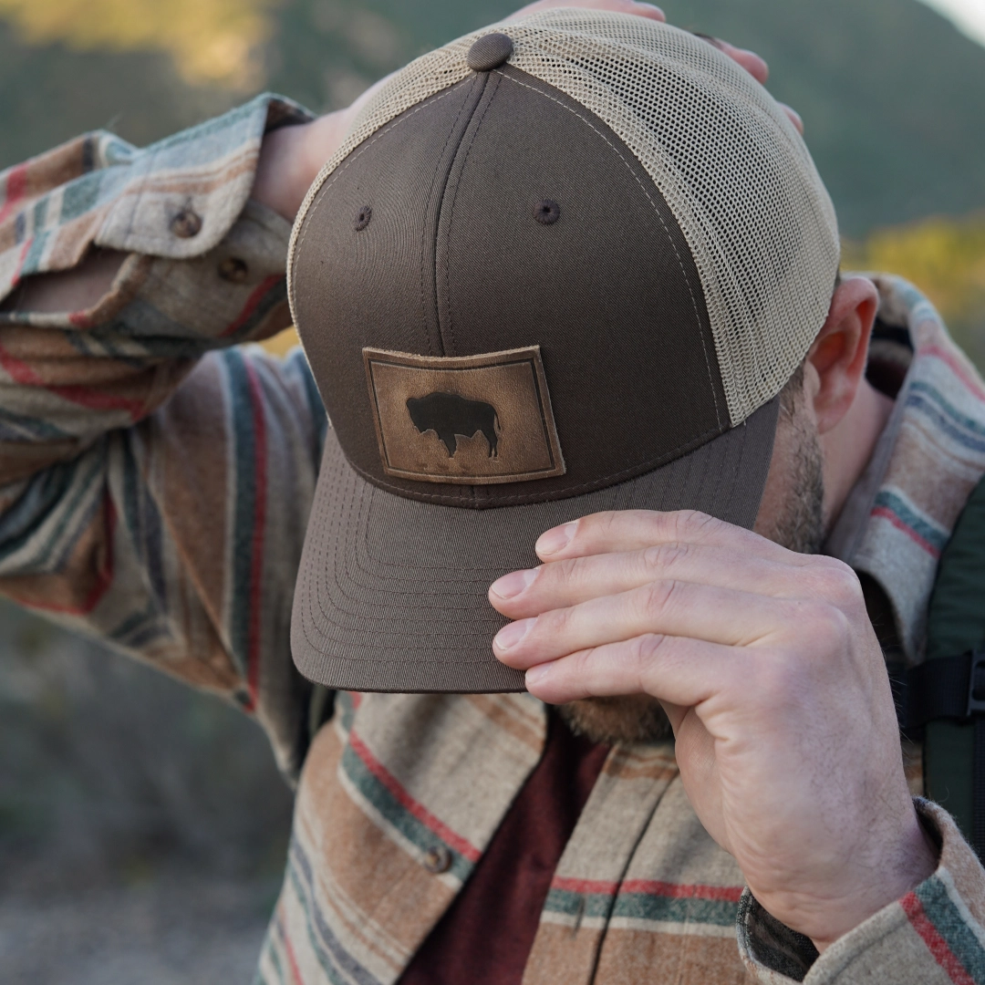Range Leather Co. Buffalo Leather Patch Snapback Hat
