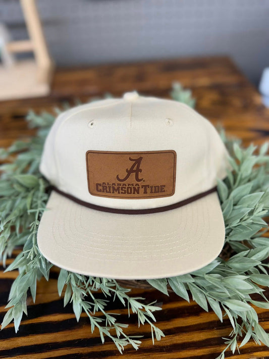 Speckle Bellies Crimson Tide Leather Patch Rope Snapback Hat