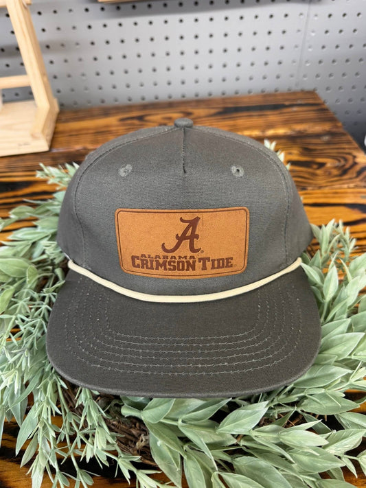 Speckle Bellies Crimson Tide Leather Patch Rope Snapback Hat