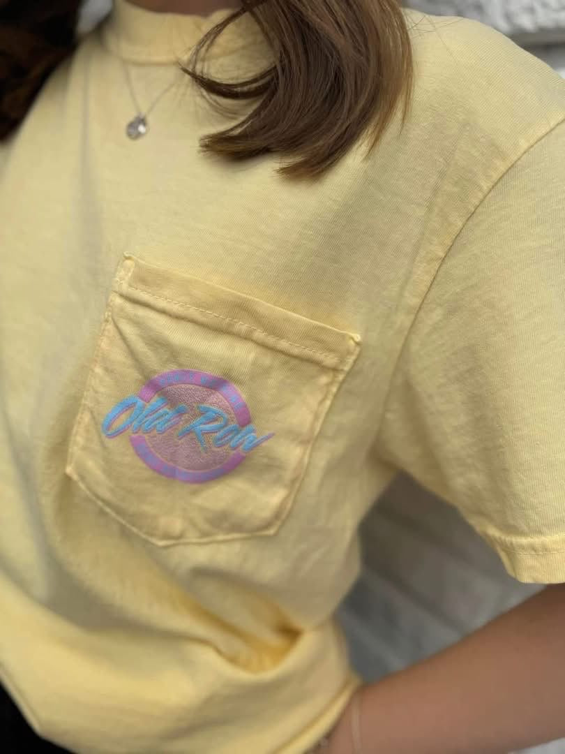Old Row Outdoors Women's Butter w Pink Circle Logo Pocket S/S TEE Shirt
