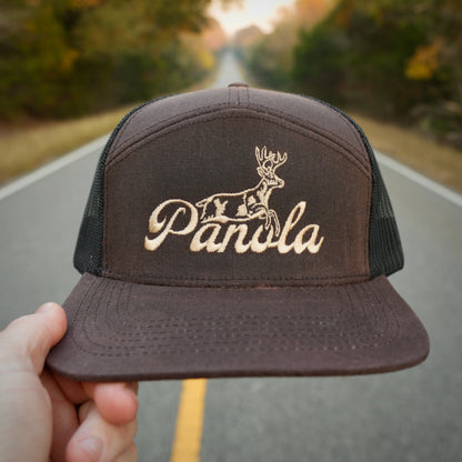 Panola Brand Fence Jumper Buck Waxed 7 Panel Trucker Snapback Hat