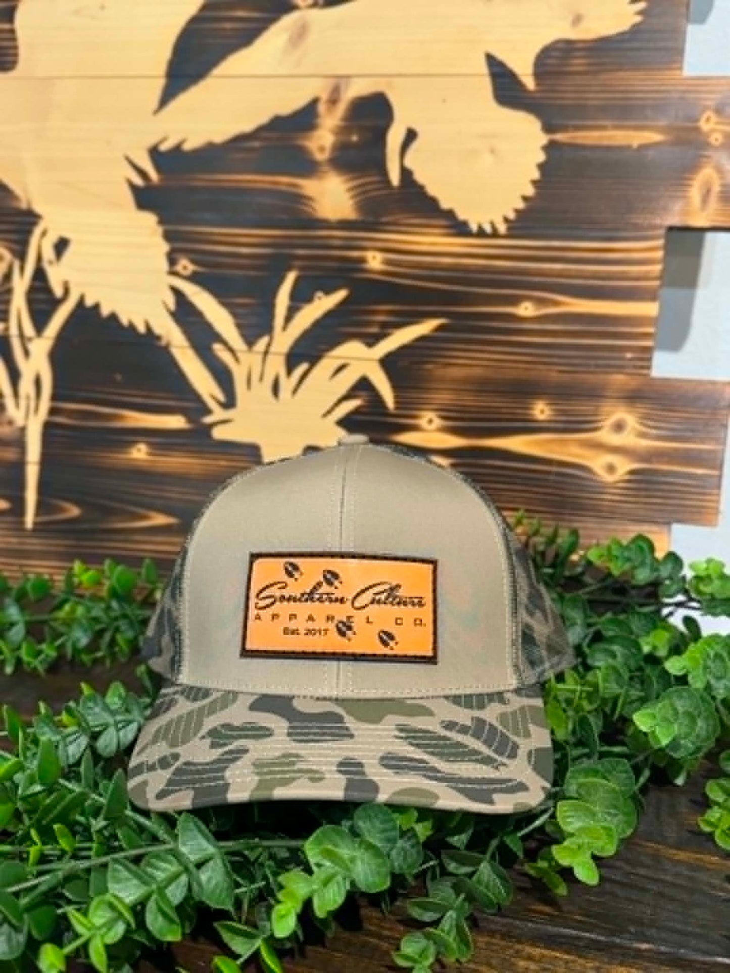 Southern Culture Deer Tracks Leather Patch Snapback Hat