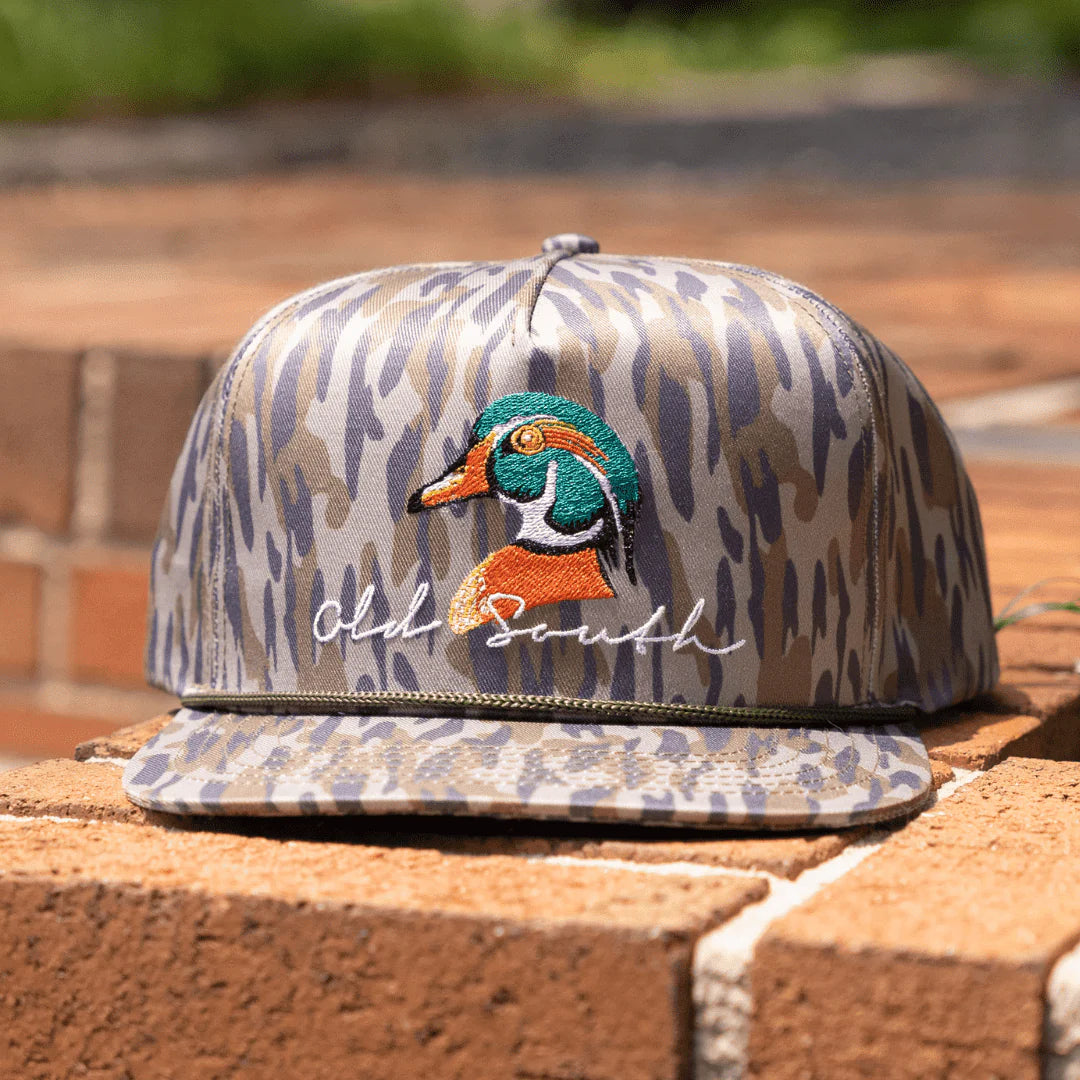 Old South Apparel Wood Duck Head Rope Snapback Hat