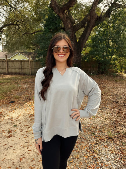 Southern Fried Cotton Women's Weekend Ready Oversized V-Neck Fleece