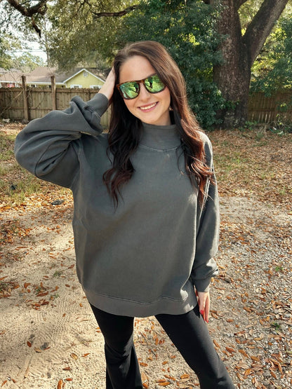 Southern Fried Cotton Women's All Day Chill Oversize Mock Neck Fleece