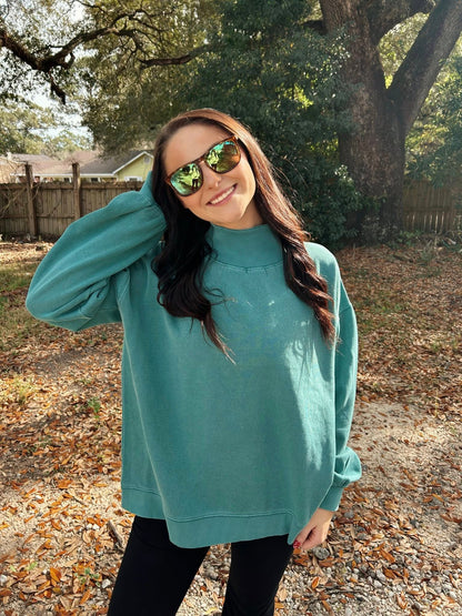 Southern Fried Cotton Women's All Day Chill Oversize Mock Neck Fleece