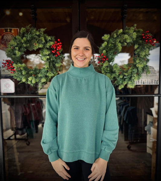 Southern Fried Cotton Women's All Day Chill Oversize Mock Neck Fleece