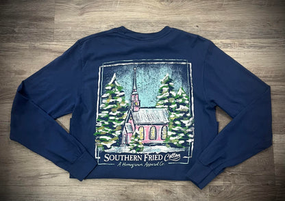 Southern Fried Cotton Women's Winter Country Church L/S Tee Shirt