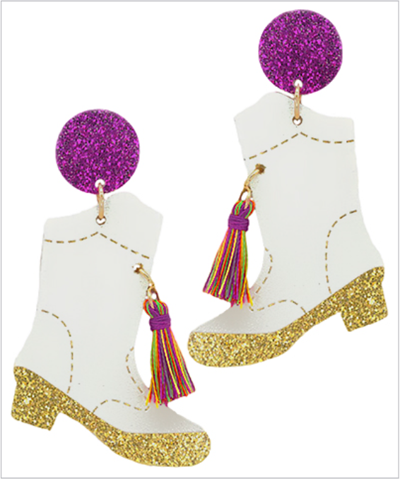 Mardi Gras Boots Earrings