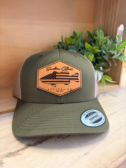 Southern Culture American Bass Light Leather Patch Snapback Hat