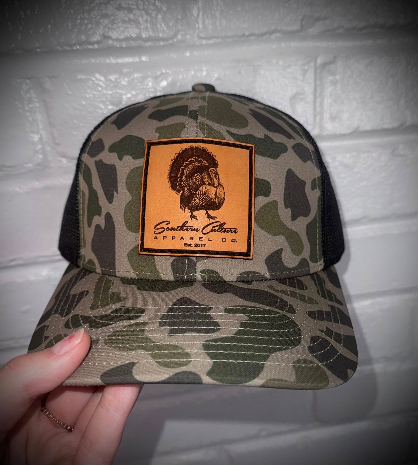 Southern Culture Turkey Strut Leather Patch Snapback Hat