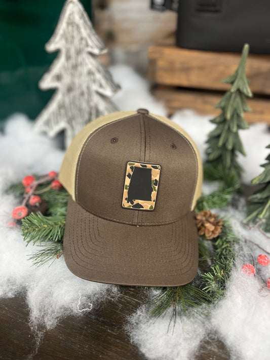 Low Country Comfort Alabama Outline Camo PVC Patch Snapback Hat