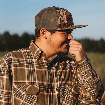 Roost Leather Patch 7 Panel Snapback Hat