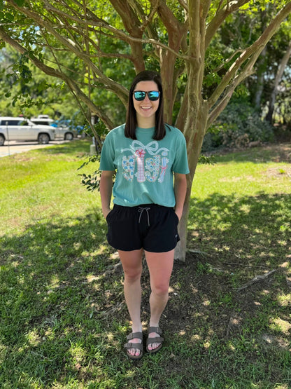 Southern Backroad Women's Floral Lace Bow GiGi S/S TEE Shirt