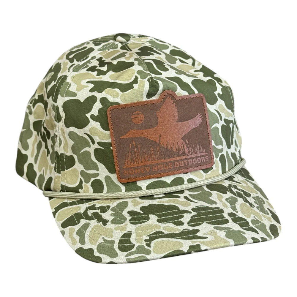 Honey Hole Outdoors Laidback Leather Patch Rope Snapback Hat