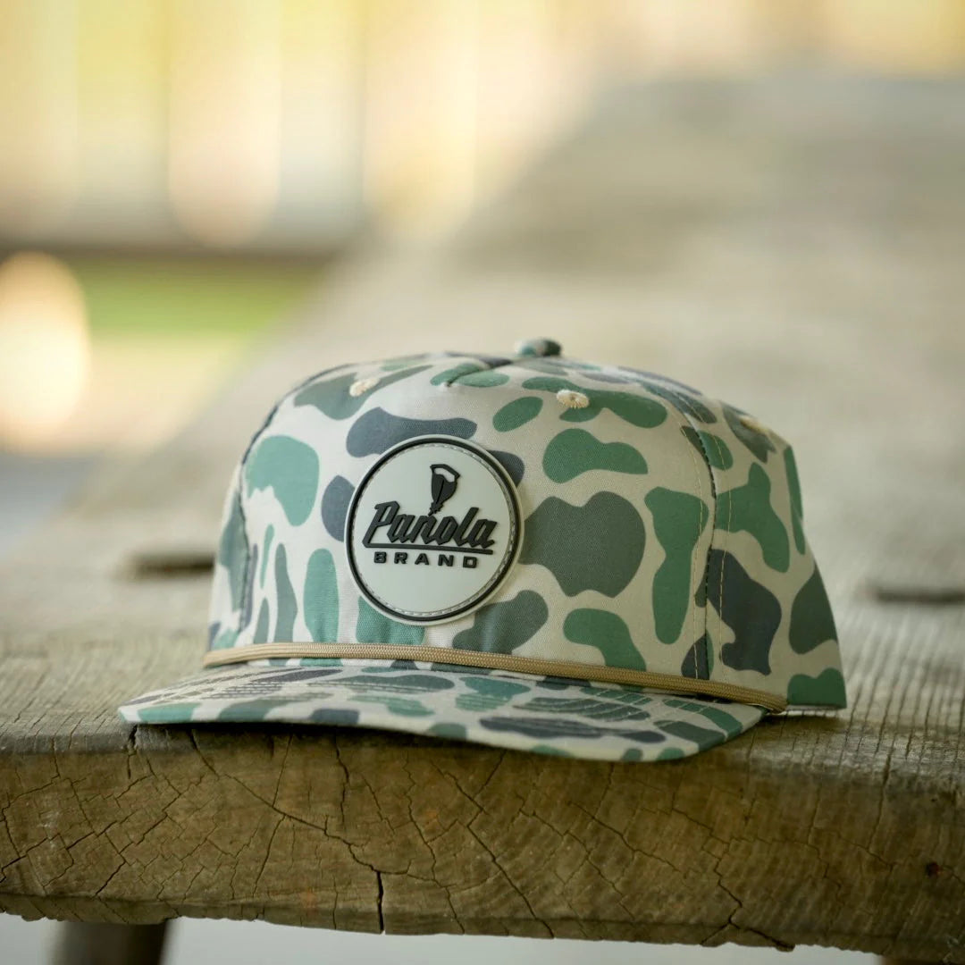 Panola Brand Rubber Patch Camo Rope Snapback Hat
