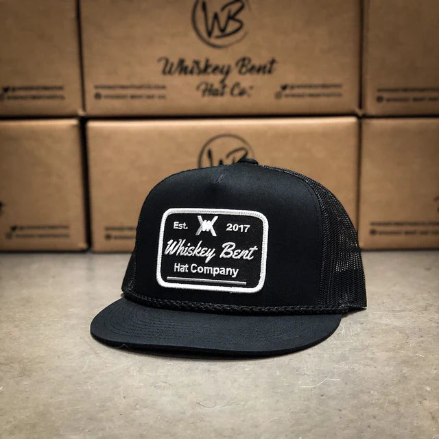 Whiskey Bent Hat Co. Black Top Rope Snapback Hat