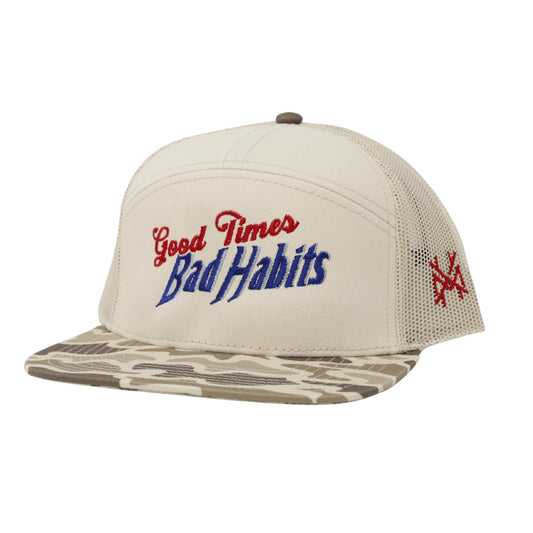 Mad Hatter Good Times Bad Habits 7 Panel Snapback Hat