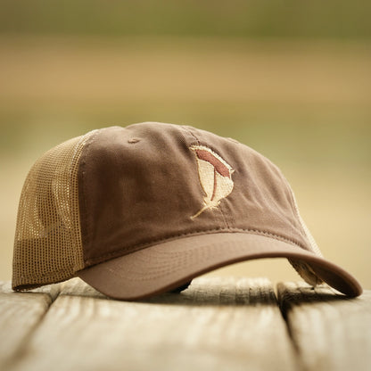 Panola Brand Feather Embroidered Unstructured Mesh Back Hat