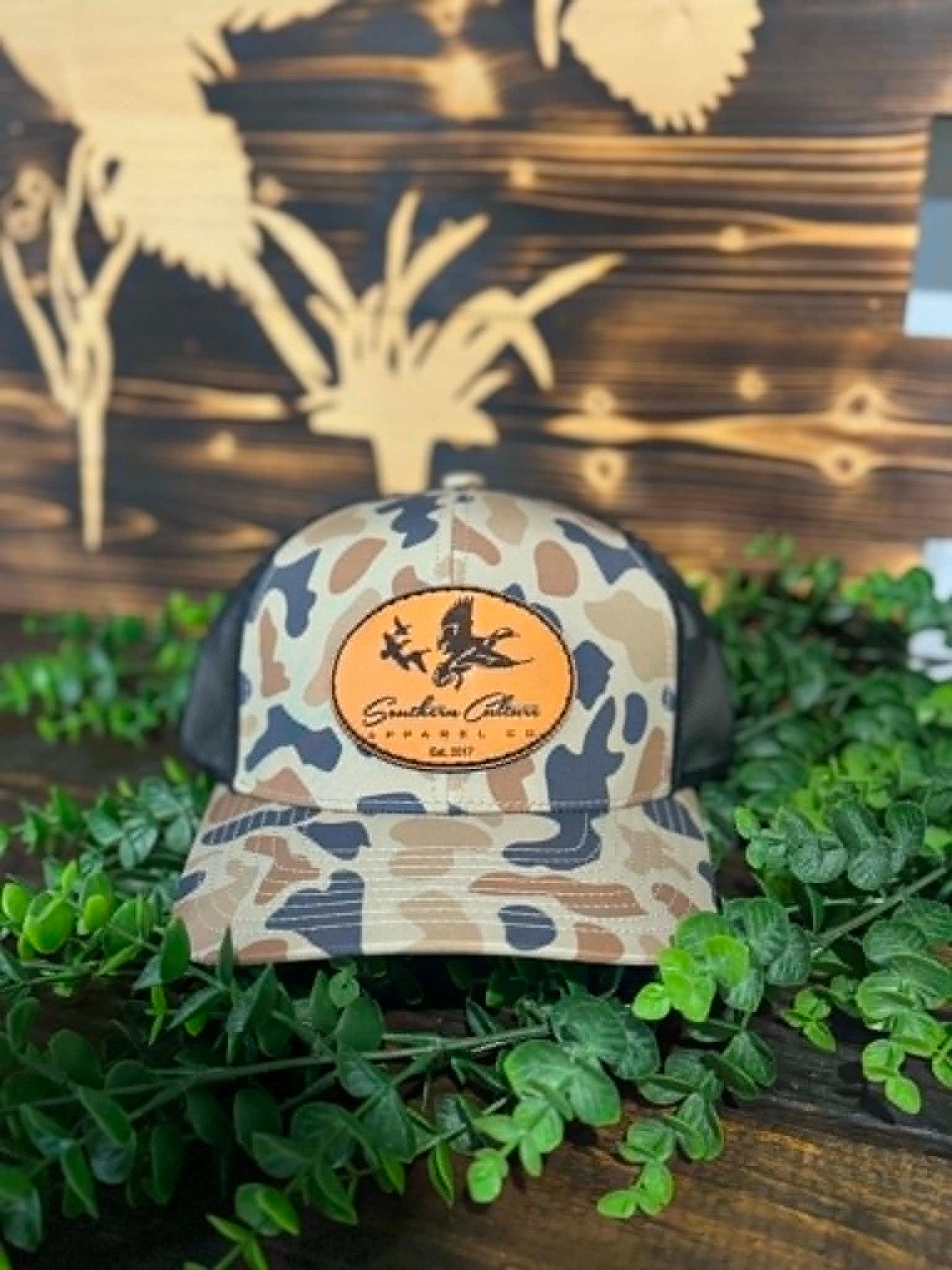 Southern Culture Ducks Migrating Light Circle Leather Patch Snapback Hat
