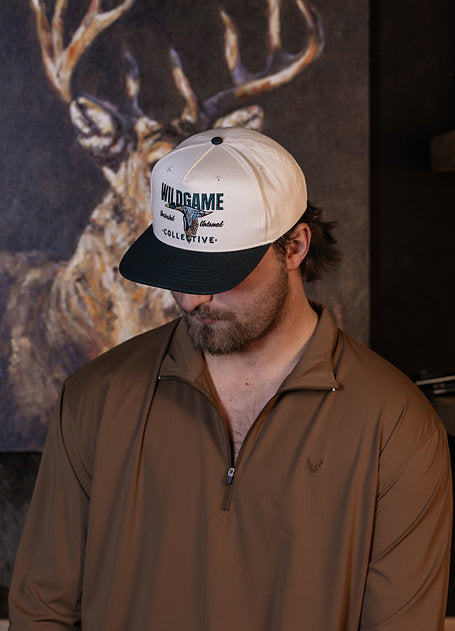 Wildgame Collective Embroidered Mallard Full Logo Canvas Back Snapback Hat