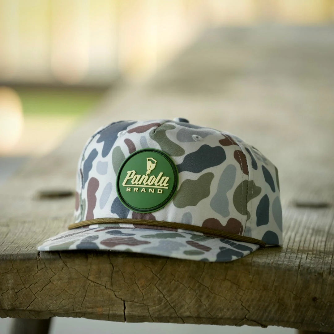 Panola Brand Rubber Patch Camo Rope Snapback Hat