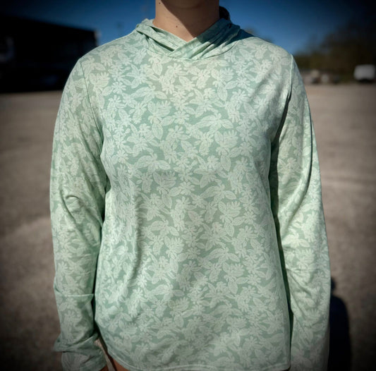 Aftco Women's Ocean Bound Printed Hooded Performance L/S Shirt