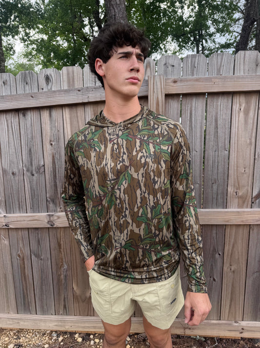 Aftco Men's Mossy Oak Performance Hood Performance L/S Shirt