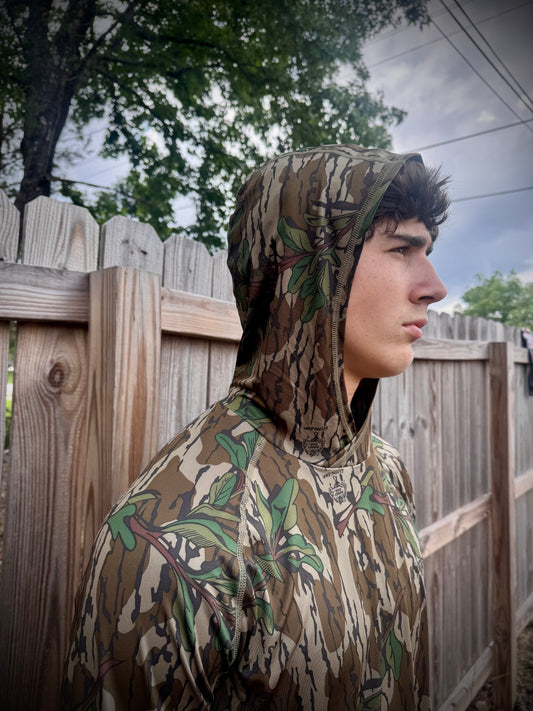 Aftco Men's Mossy Oak Performance Hood Performance L/S Shirt