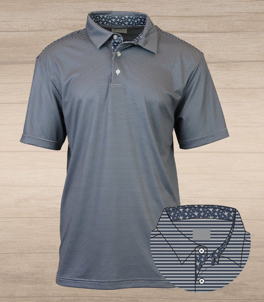 Struttin Cotton Men's Andy Stripe W Ducks Polo Shirt
