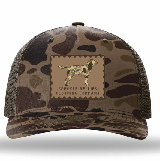 Speckle Bellies Camo Dog Sand Patch Snapback Hat