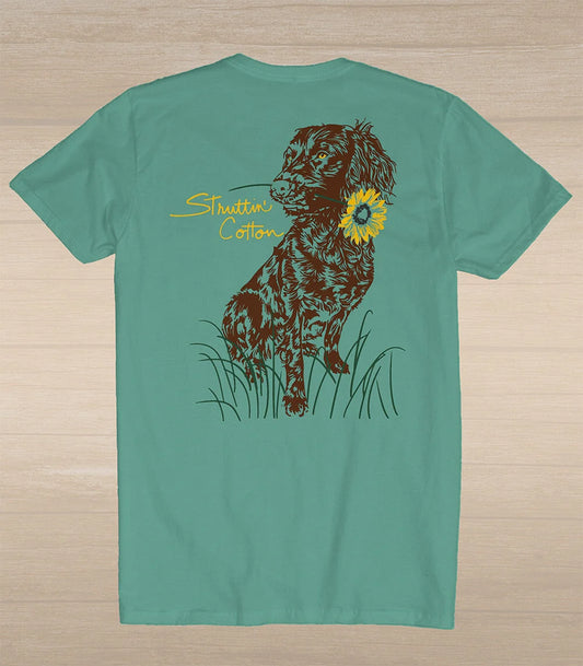 Struttin Cotton Women's Boykin with Sunflowers S/S TEE Shirt