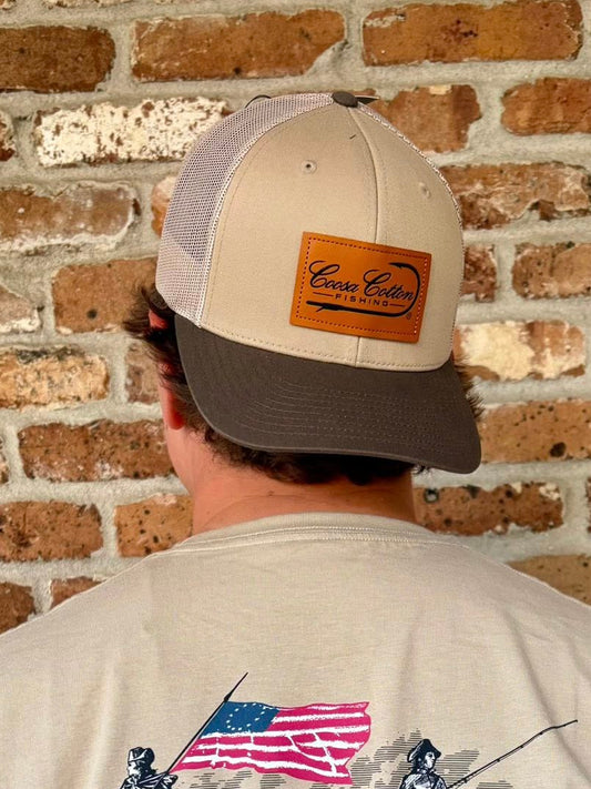 Coosa Cotton Logo Leather Patch Trucker Snapback Hat