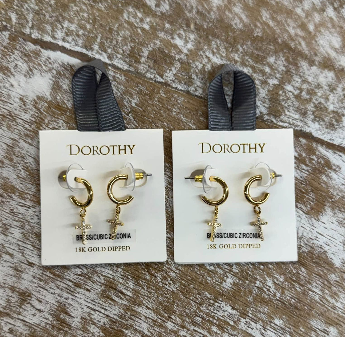 Cross Drop Mini Hoop Earrings