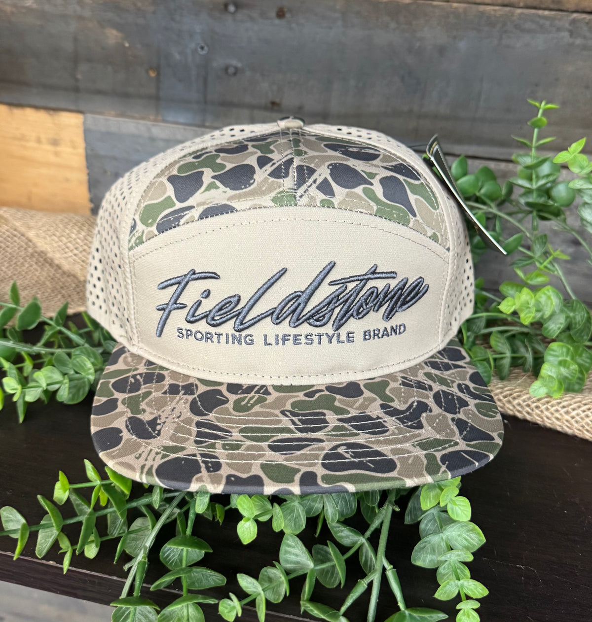 Fieldstone Outdoors Grey Embroidered 7 Panel Performance Snapback Hat