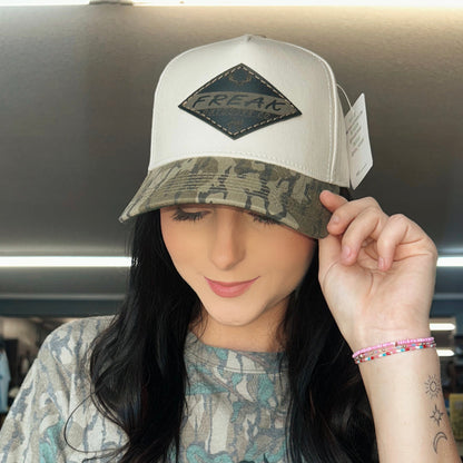 Freak Outdoors Telluride Black Diamond Leather Patch Snapback Hat
