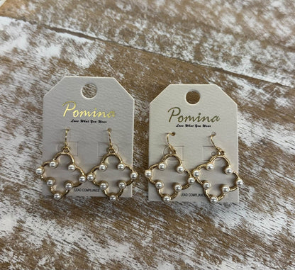 Pearl Accent Quatrefoil Earrings
