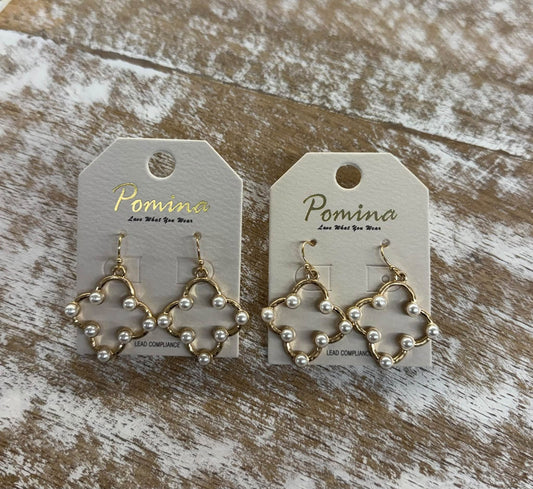 Pearl Accent Quatrefoil Earrings