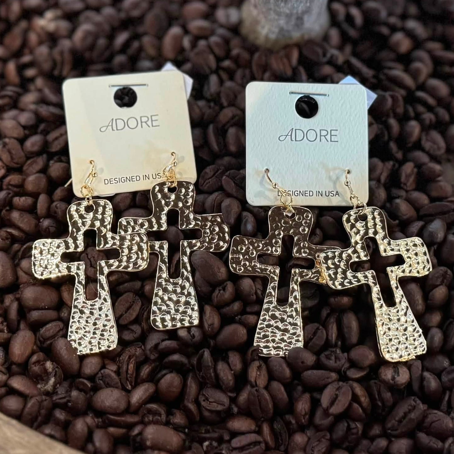 Hammered Metal Open Cross Dangle