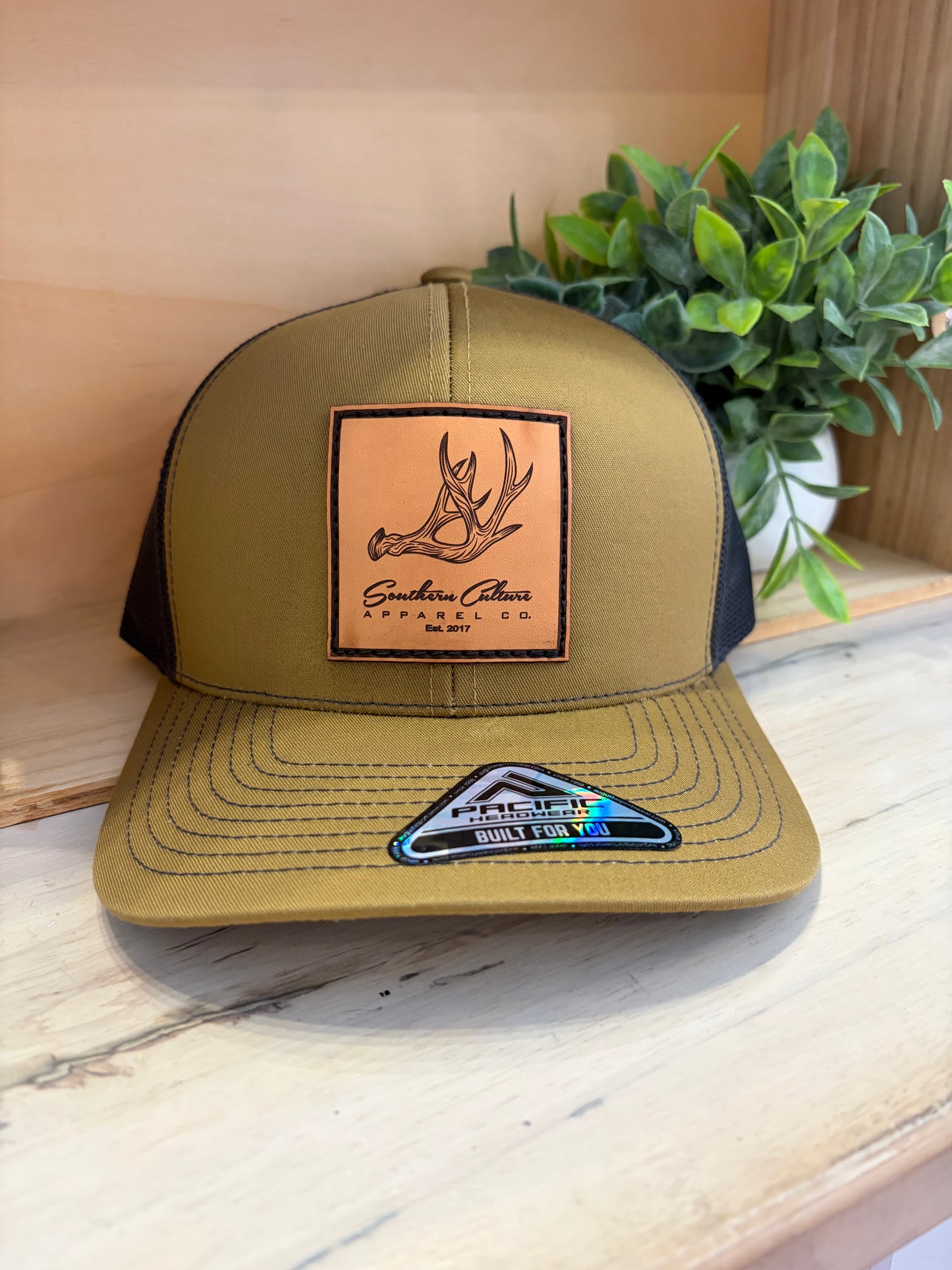 Southern Culture Antler Leather Patch Snapback Hat