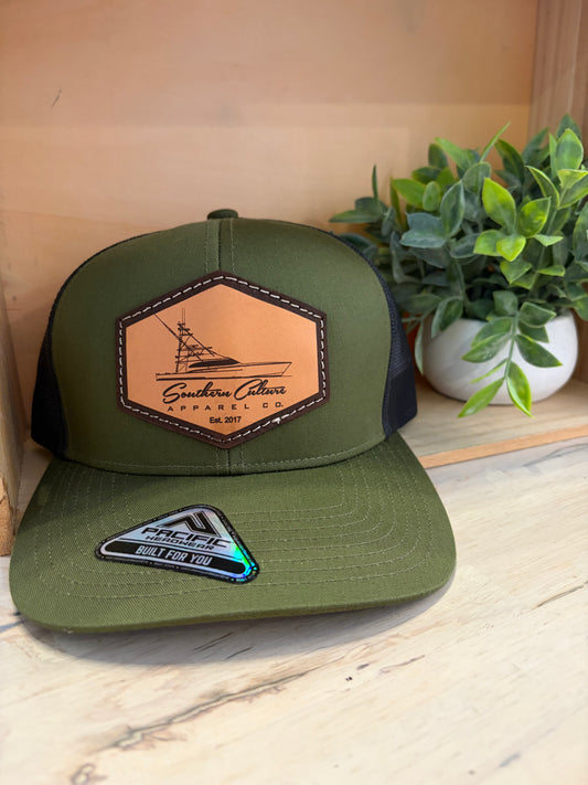 Southern Culture Leather Patch Sport-Fisher Boat Snapback Hat